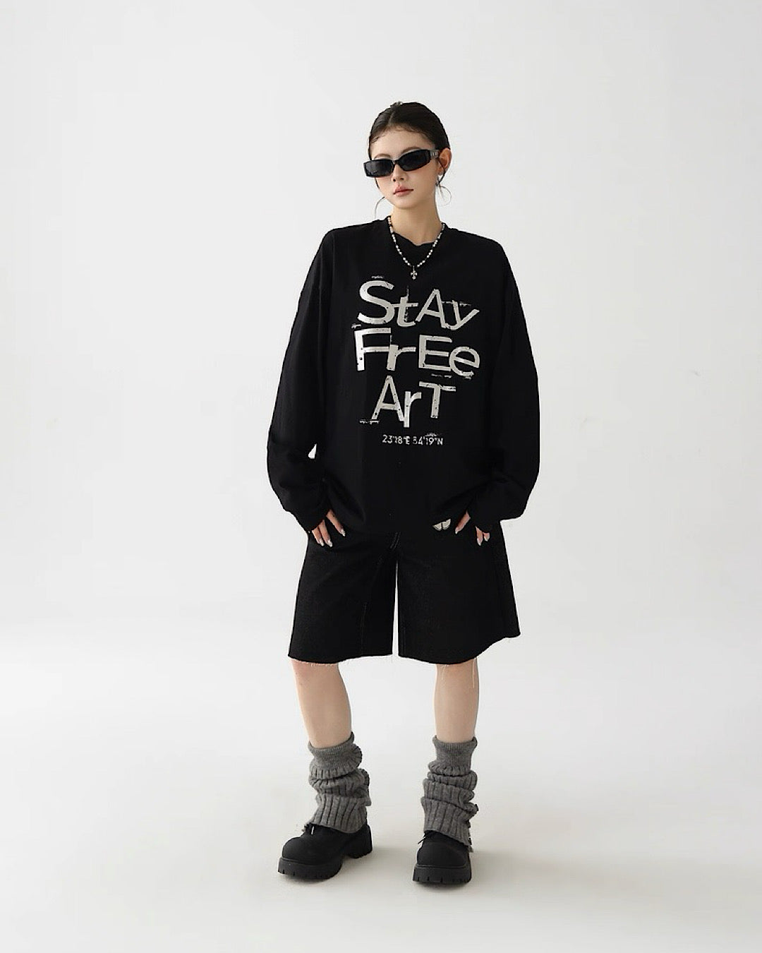 フロントプリントロングTシャツ SL743