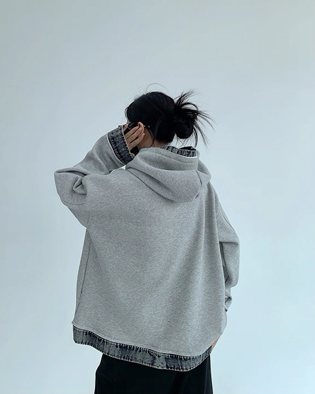 レイヤードライクデニムフーディ SL762