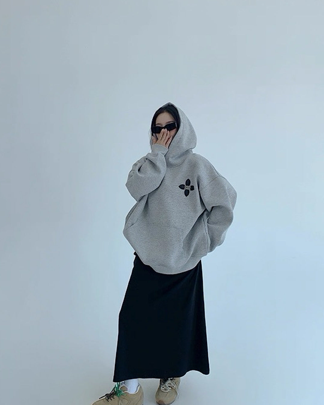 フラワーパッチワークデザインフーディ SL842