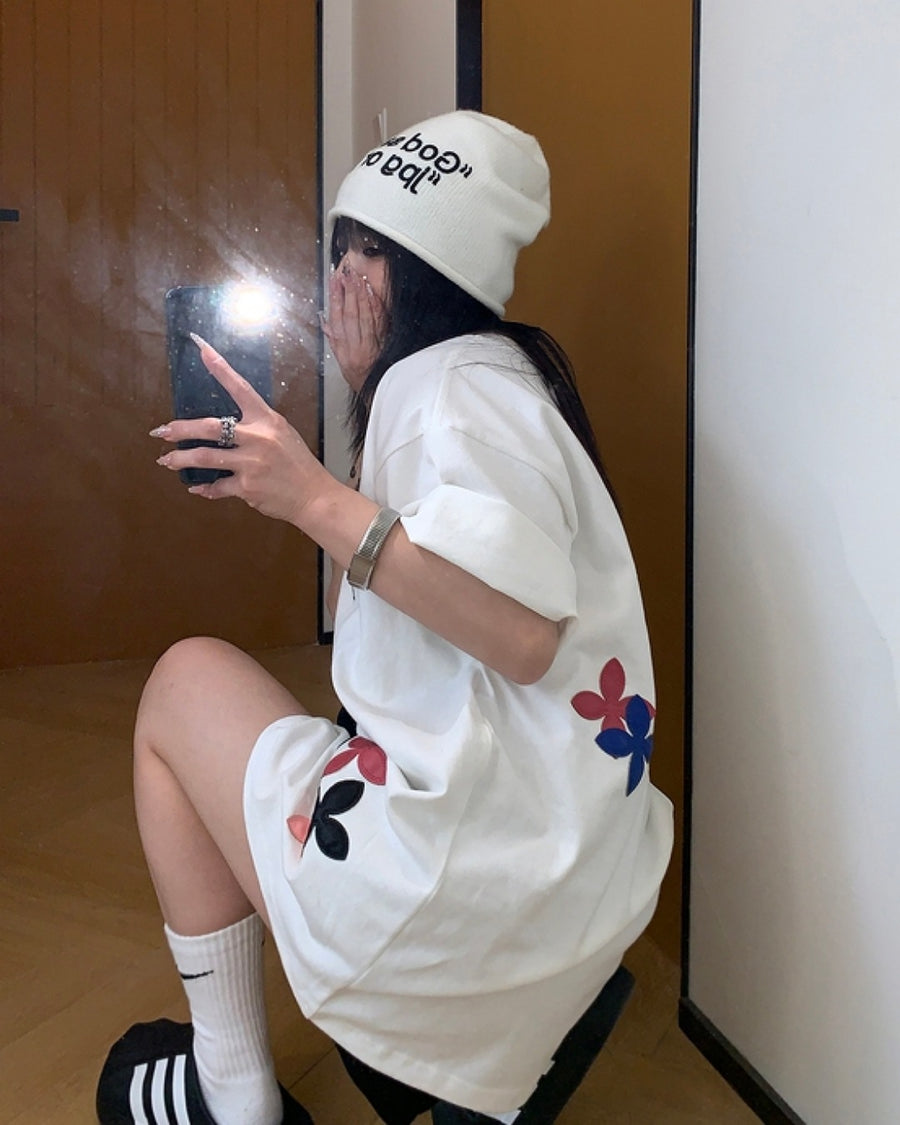 フラワーパッチTシャツ SL560
