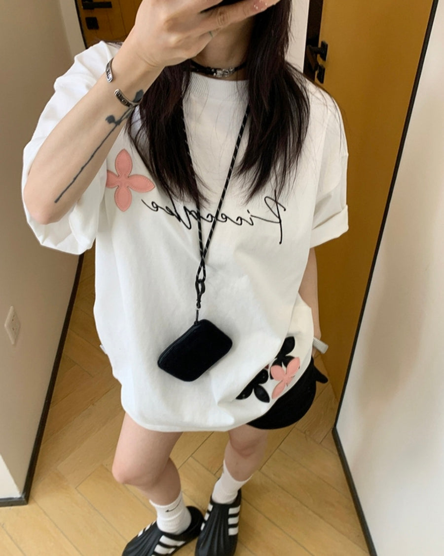 フラワーパッチTシャツ SL560