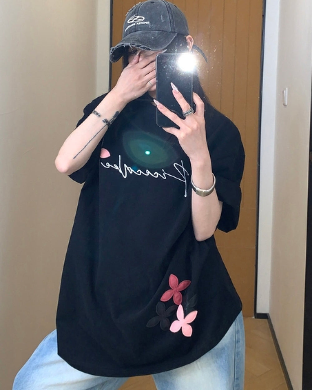 フラワーパッチTシャツ SL560