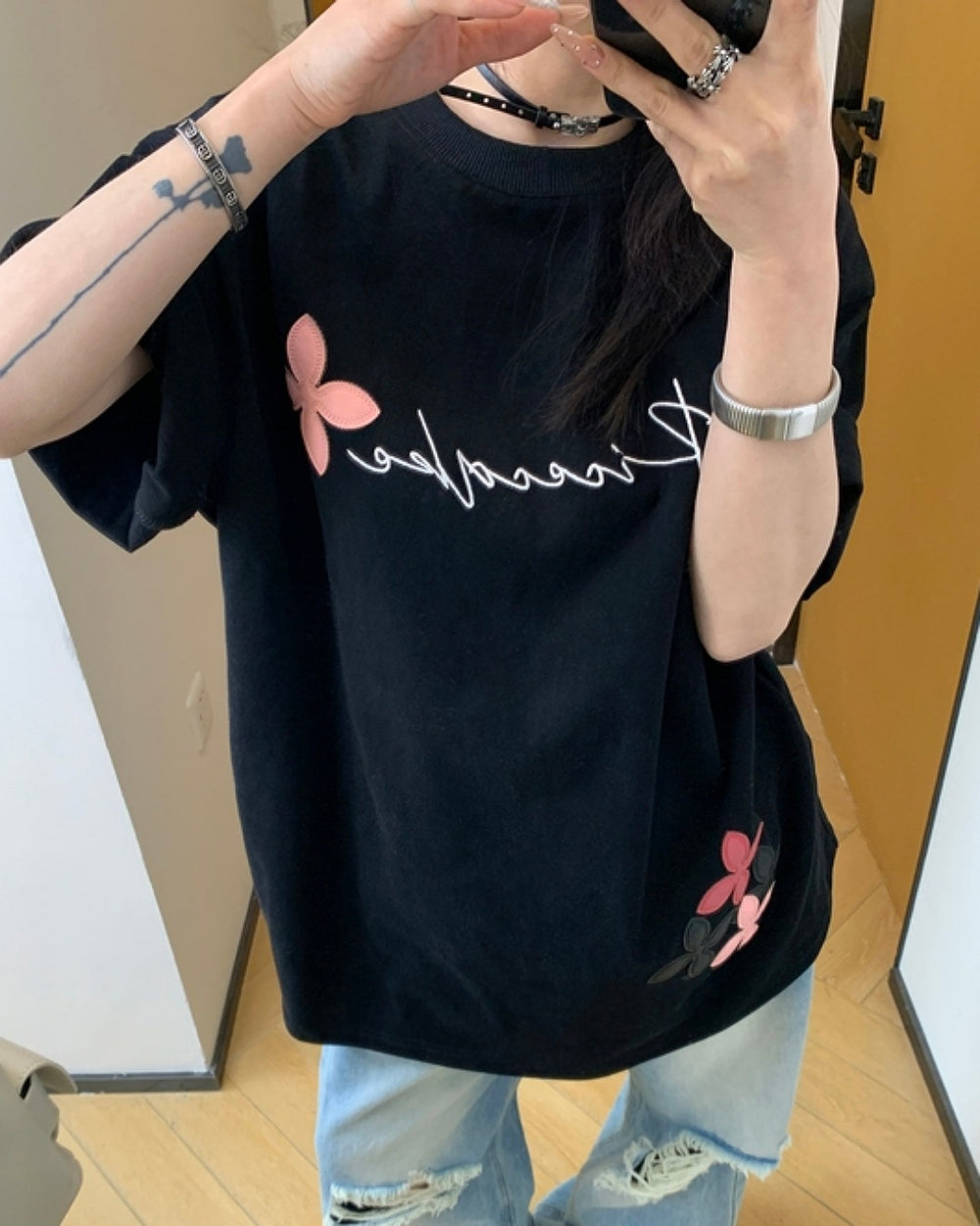 フラワーパッチTシャツ SL560