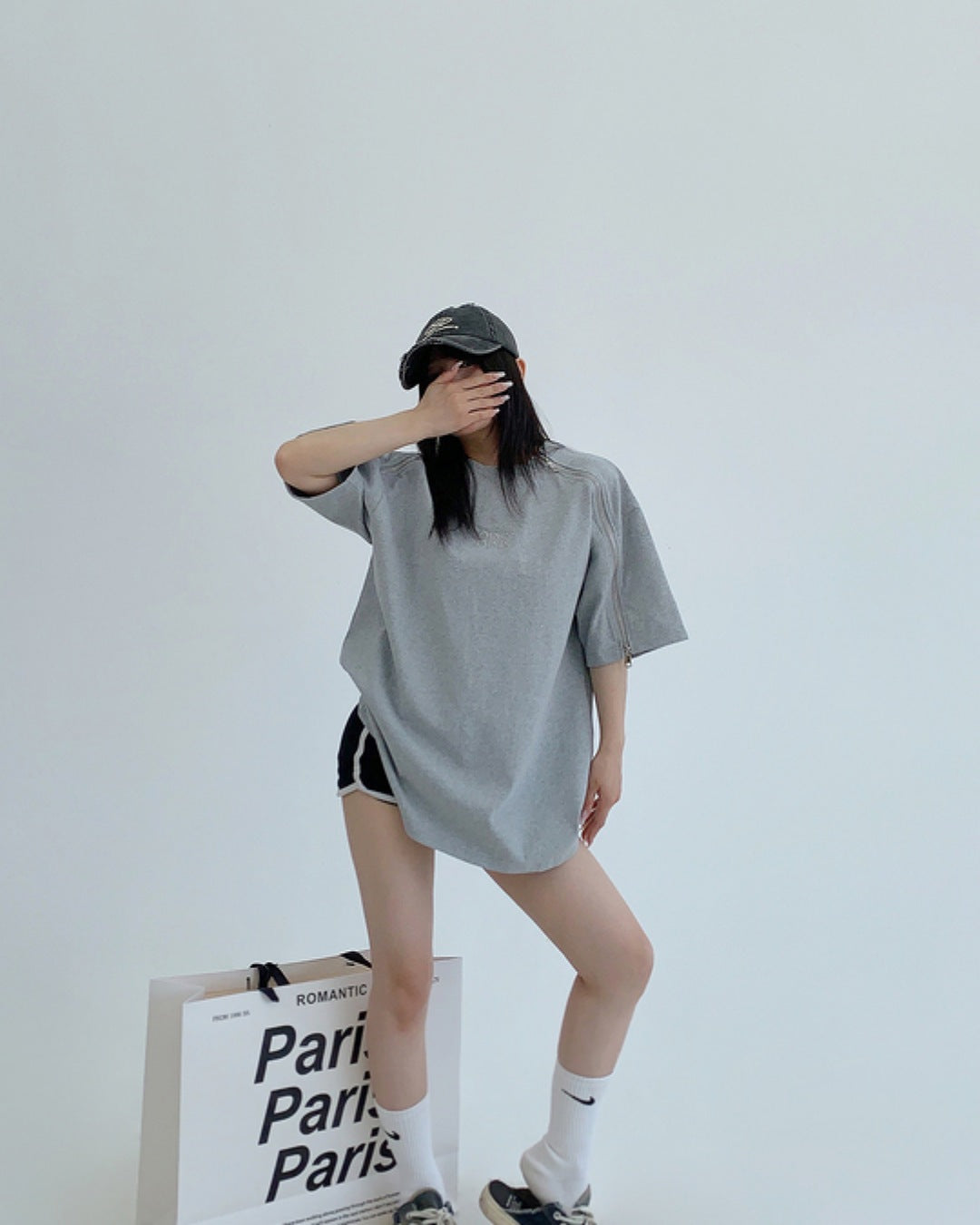 スリーブジッパーTシャツ SL586