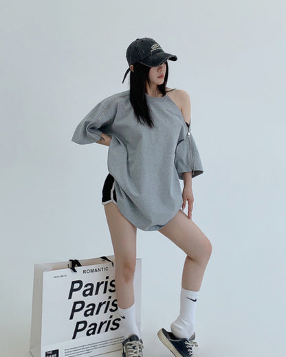 スリーブジッパーTシャツ SL586