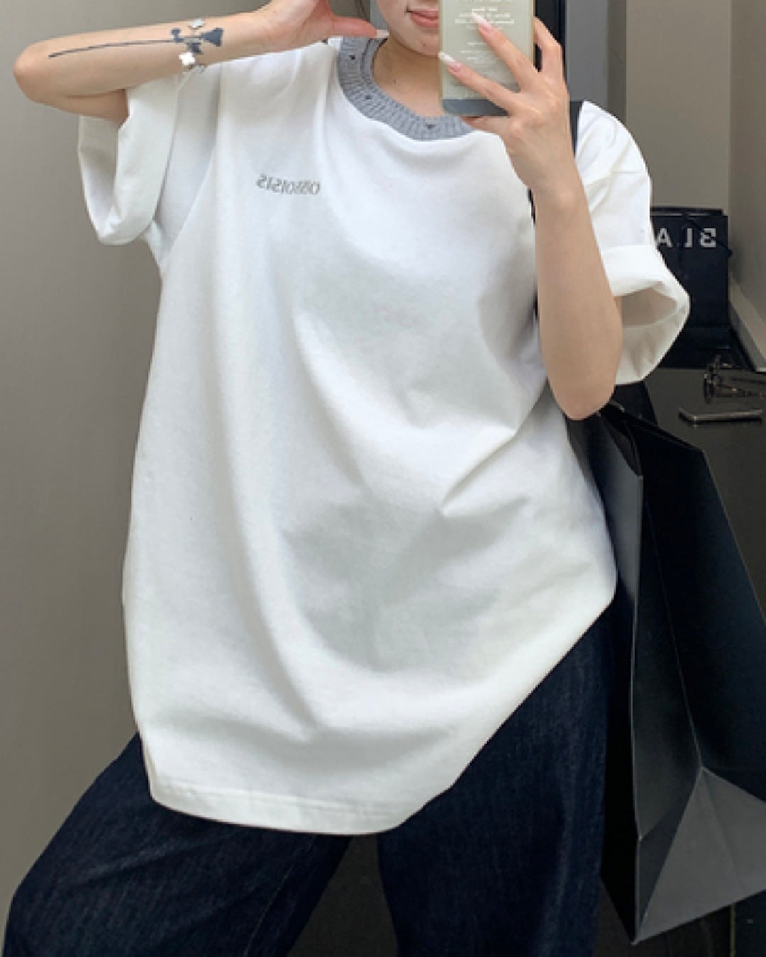 ネックニットTシャツ SL588