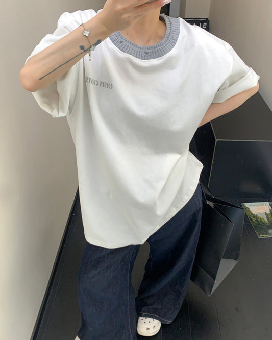 ネックニットTシャツ SL588