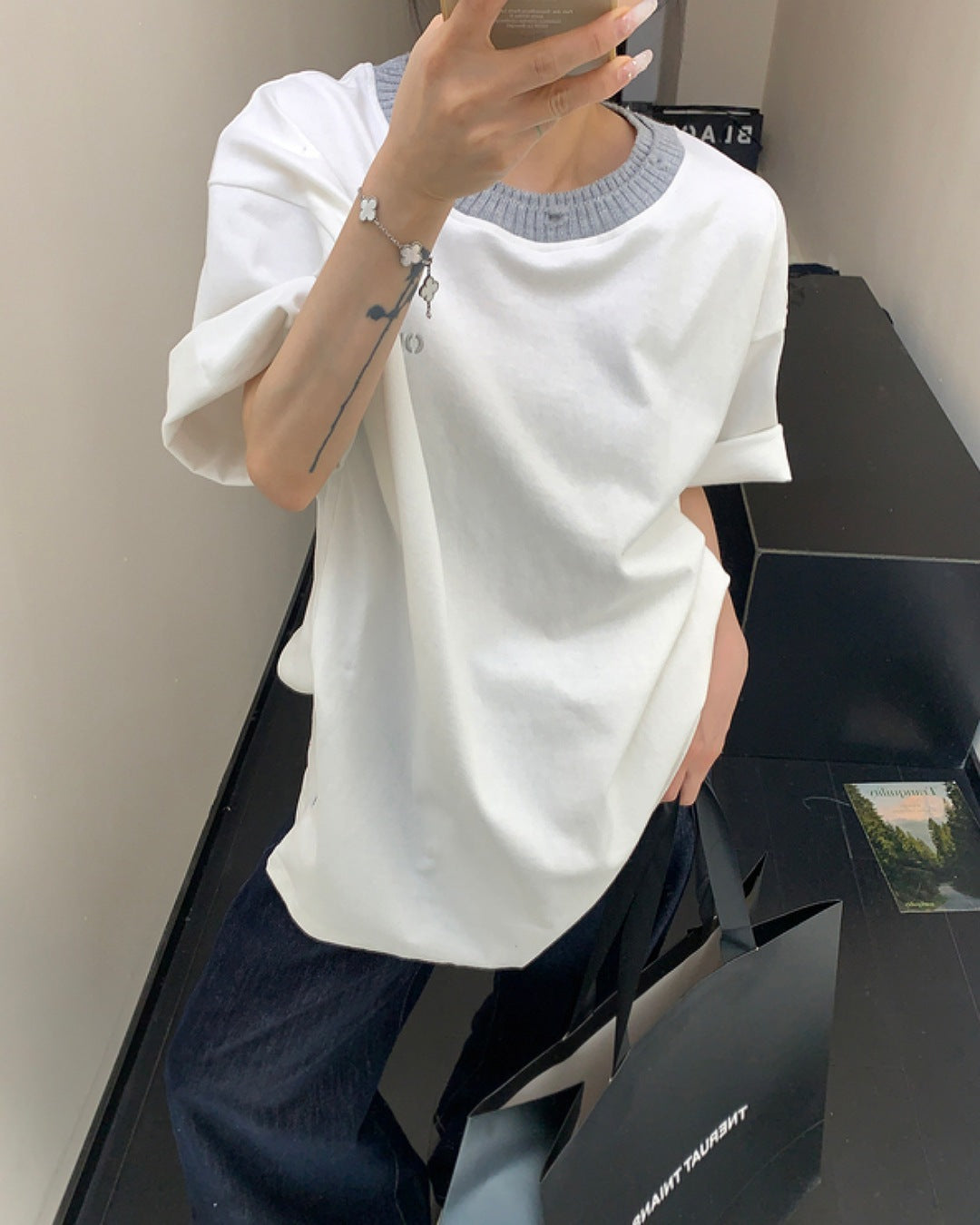 ネックニットTシャツ SL588