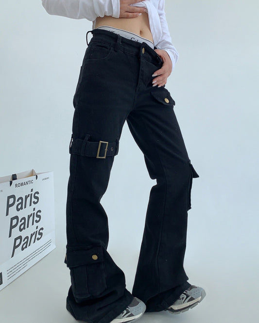 ベルトデザインフレアパンツ SL590