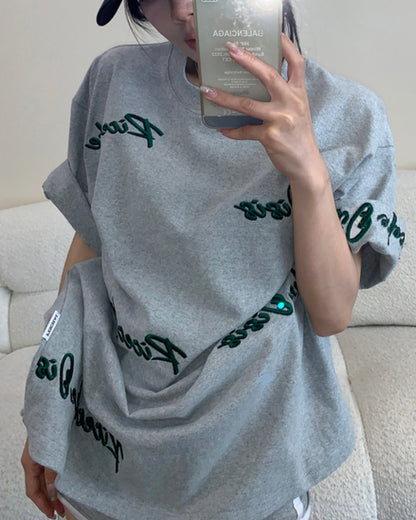 メニーエンブロイダリーロゴTシャツ SL625
