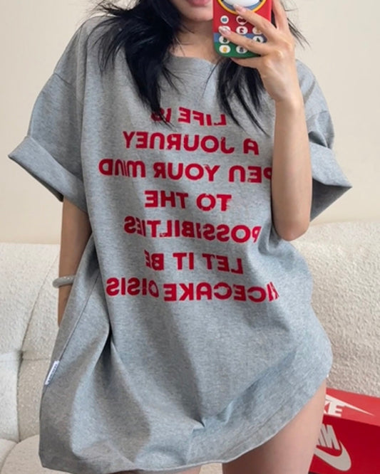 ユーズドライクレタリングTシャツ SL629