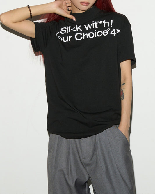 ボトルネックプリントTシャツ SL645