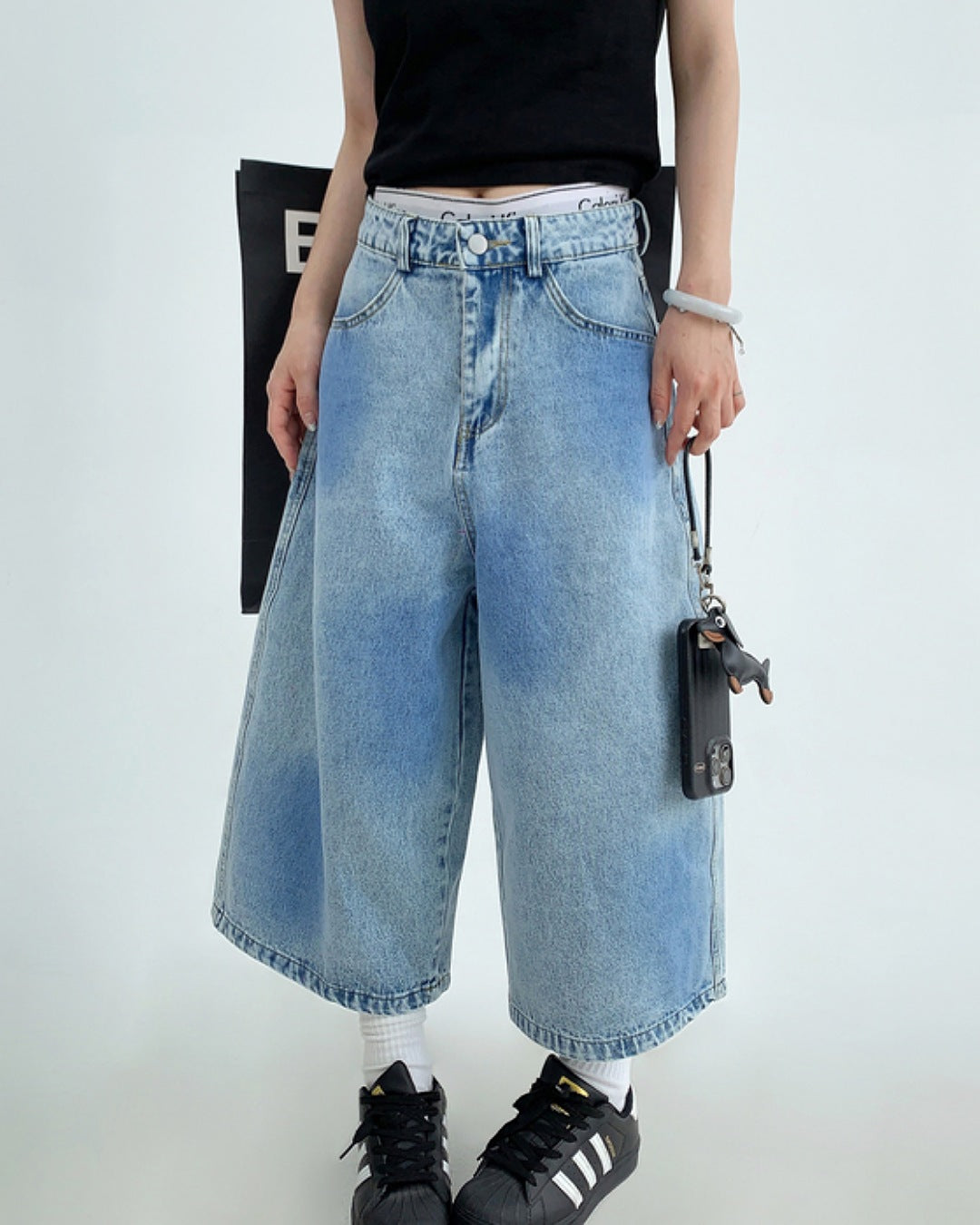 デニム・ジーパン IONSEOUL Dying Sandwashing Over Denim PT (half) 4JH043 DENIM PANTS – tagged 