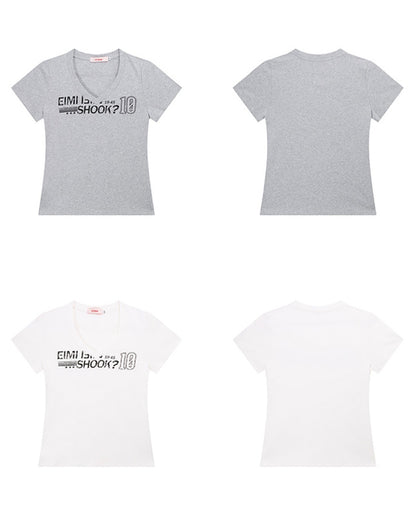 VネックプリントTシャツ SL669