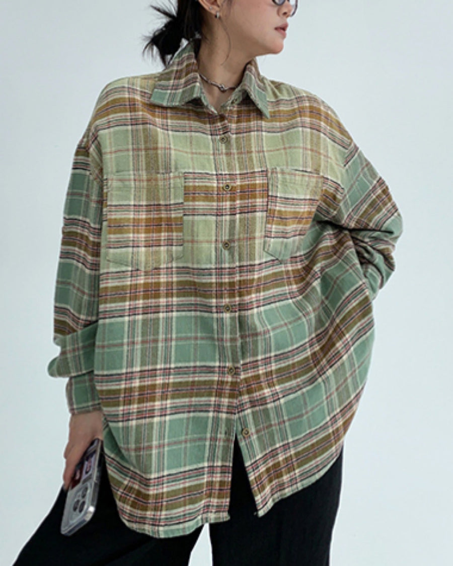 バッグロゴチェック柄シャツ SL681
