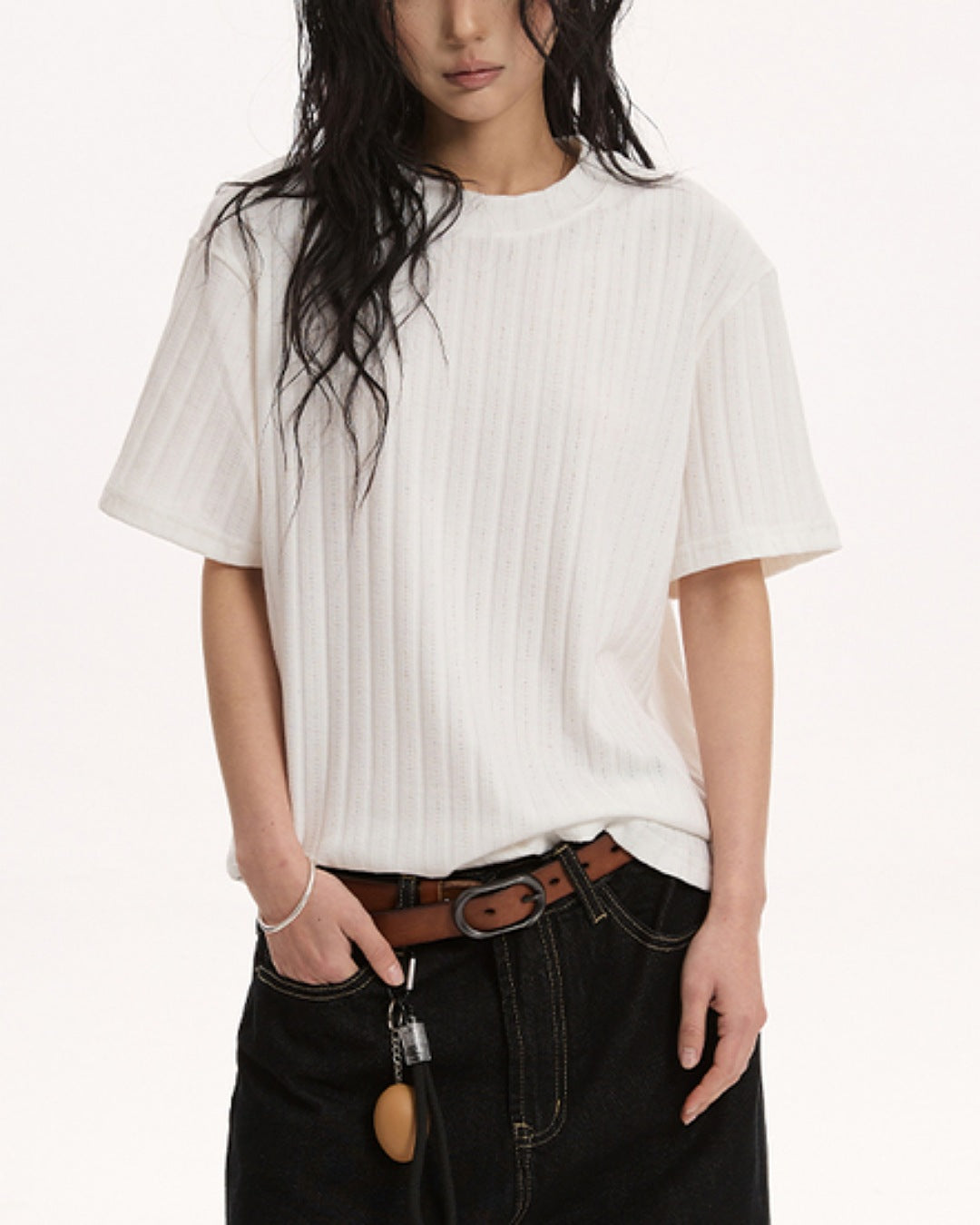 リブデザインカットソー SL698