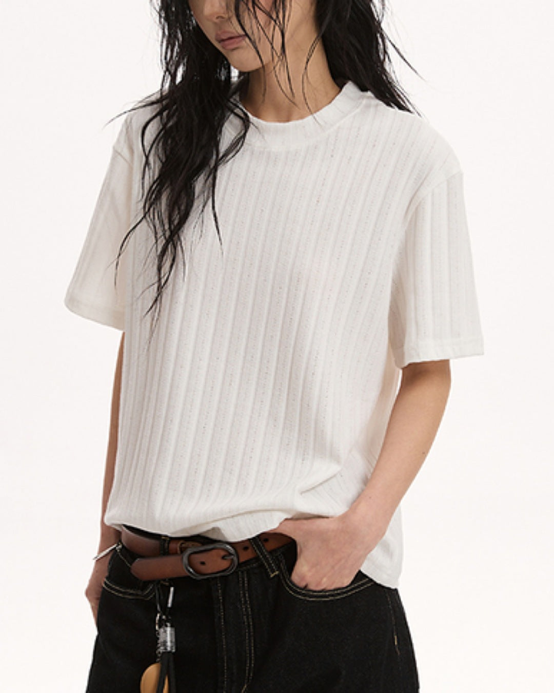 リブデザインカットソー SL698