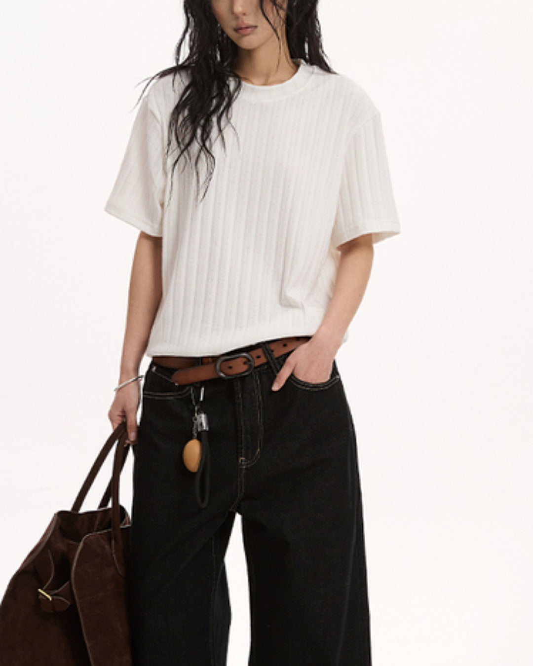 リブデザインカットソー SL698