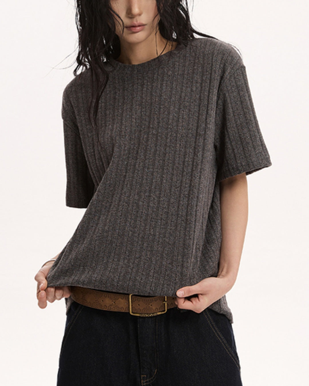 リブデザインカットソー SL698