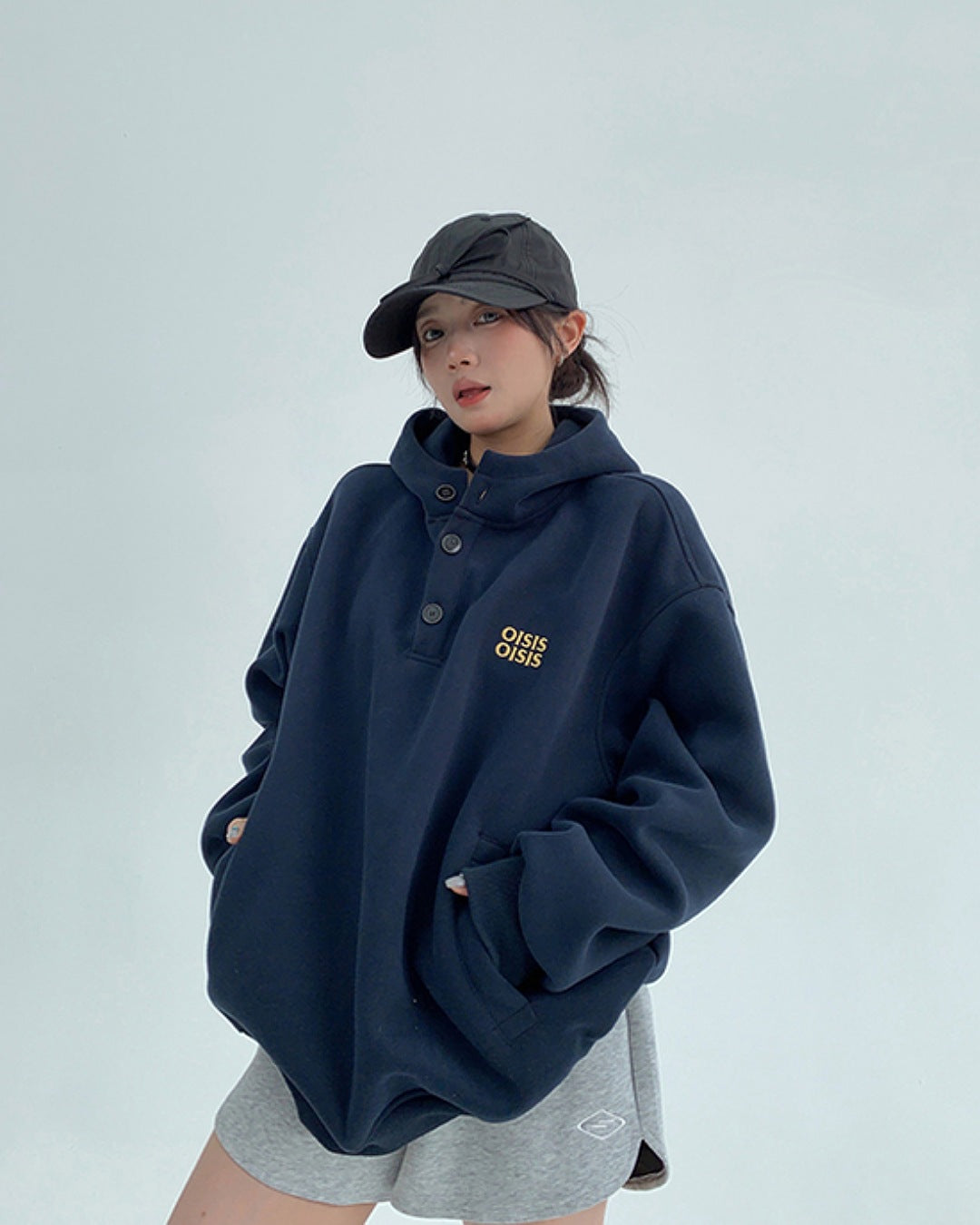 ハーフボタンフーディ SL717