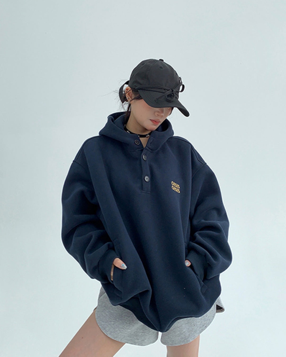 ハーフボタンフーディ SL717