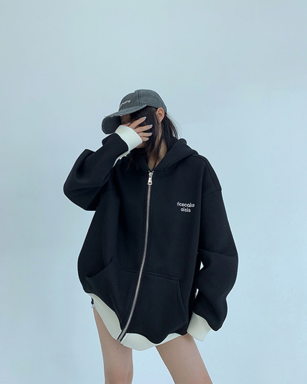 バイカラージップアップパーカー SL729