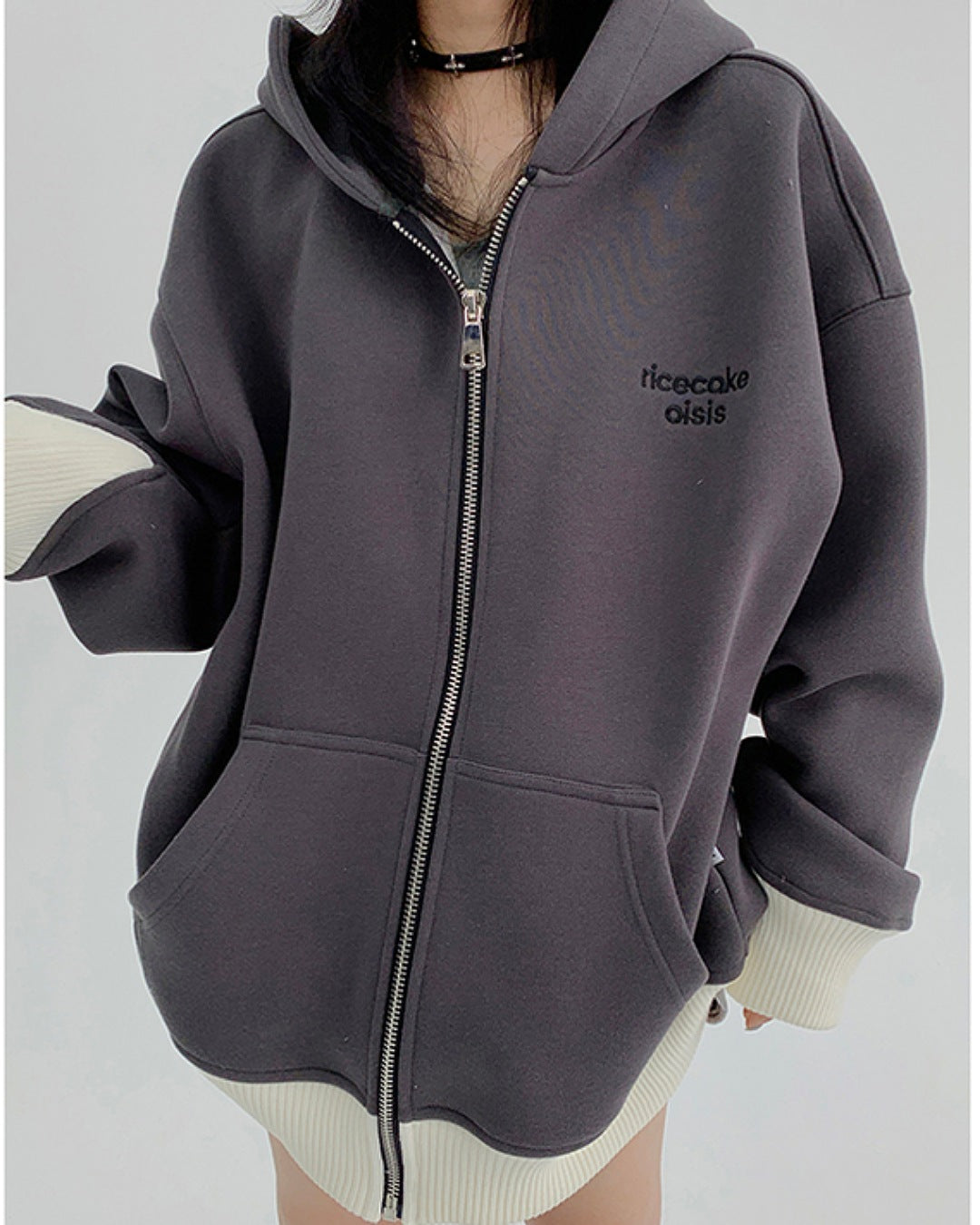 バイカラージップアップパーカー SL729