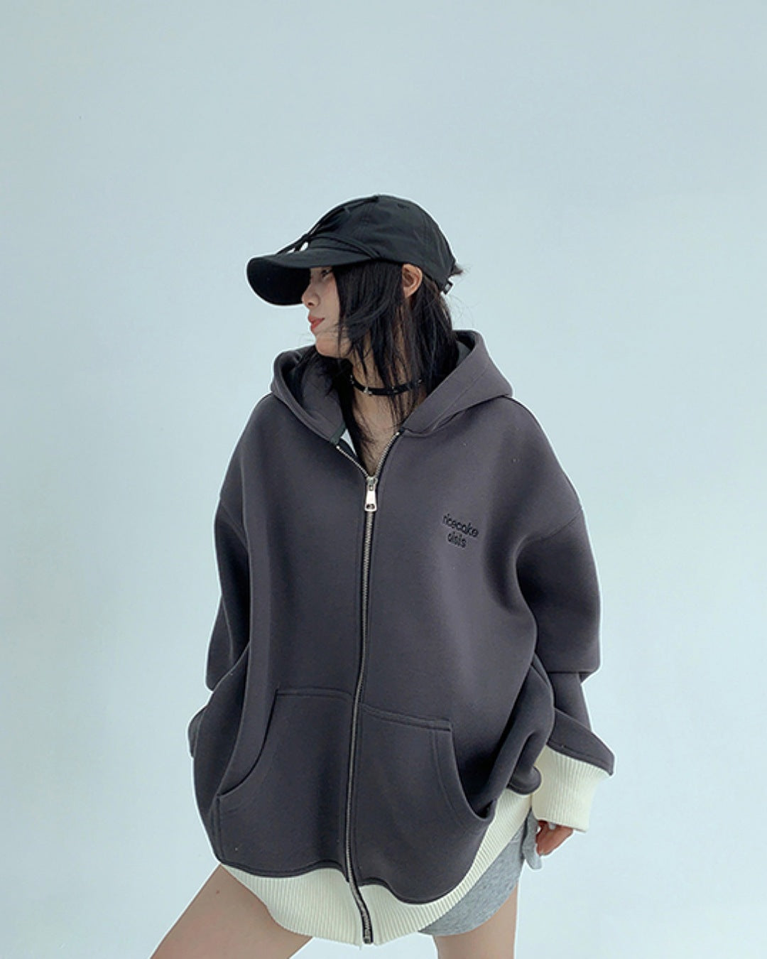 バイカラージップアップパーカー SL729