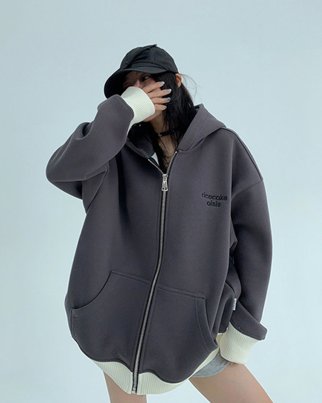 バイカラージップアップパーカー SL729