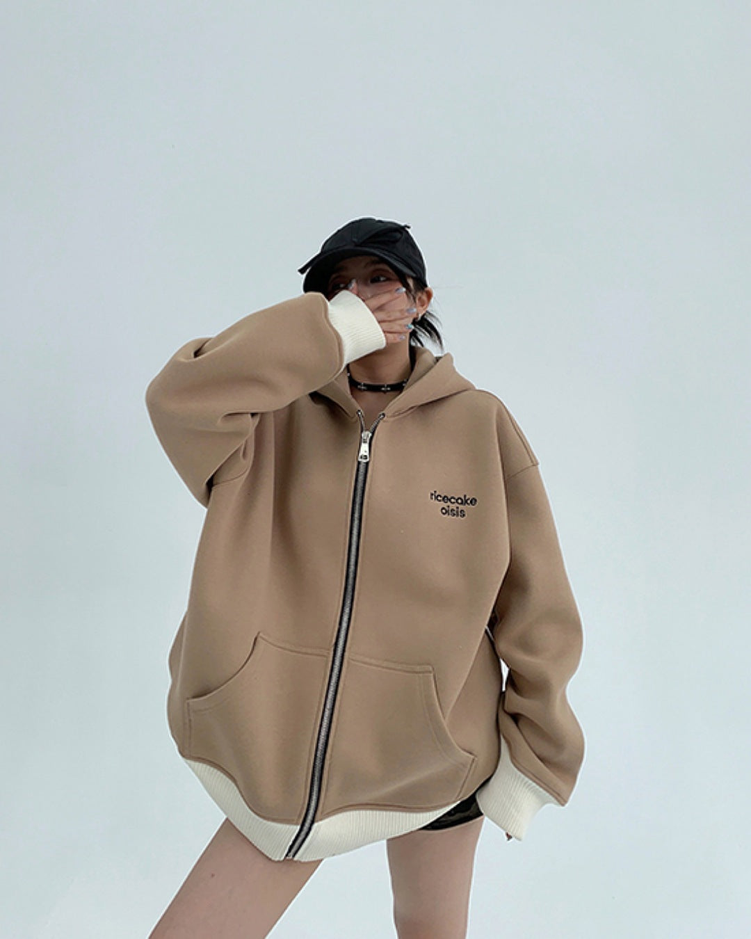 バイカラージップアップパーカー SL729