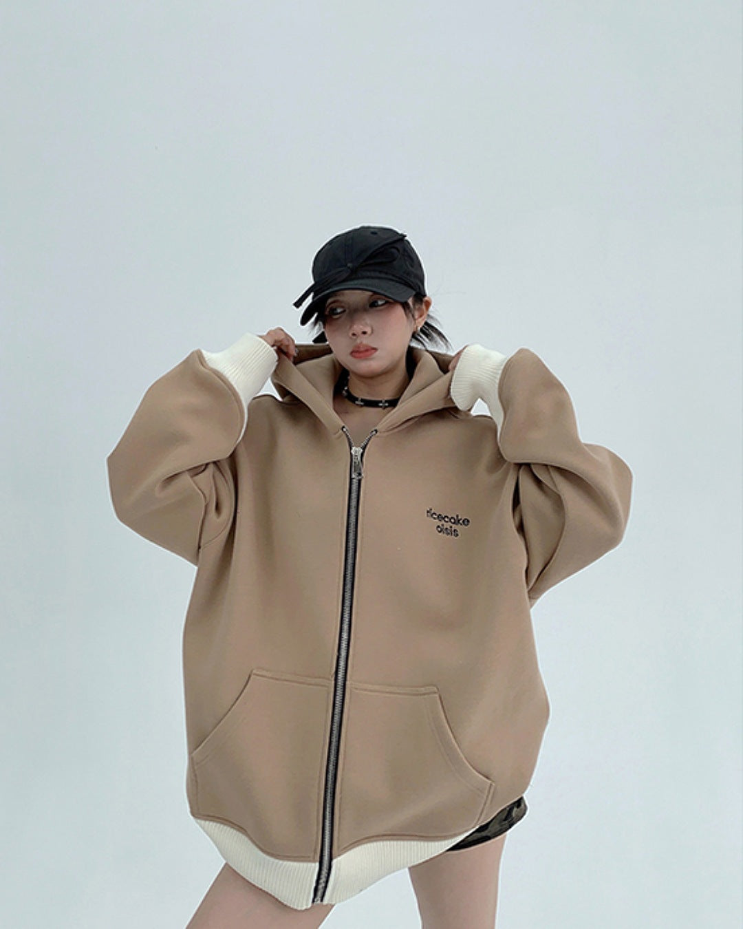 バイカラージップアップパーカー SL729