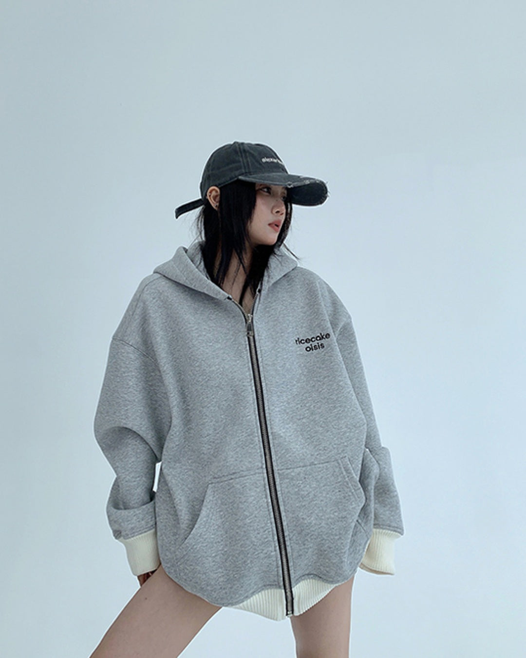 バイカラージップアップパーカー SL729