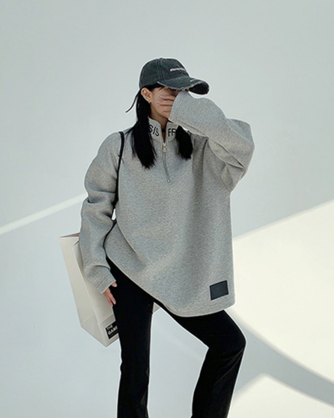 スタンドカラーハーフジップアッププルオーバー SL731