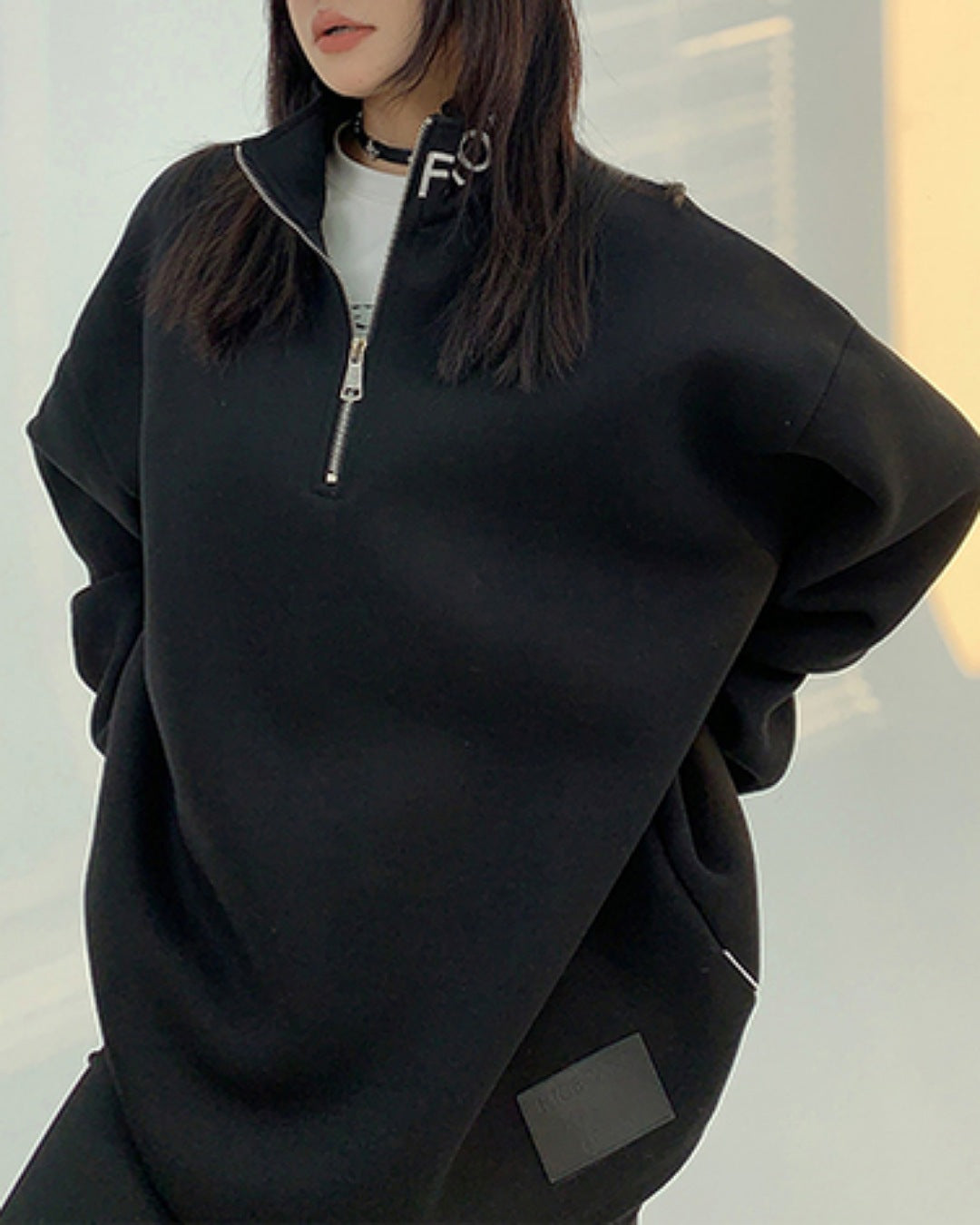 スタンドカラーハーフジップアッププルオーバー SL731