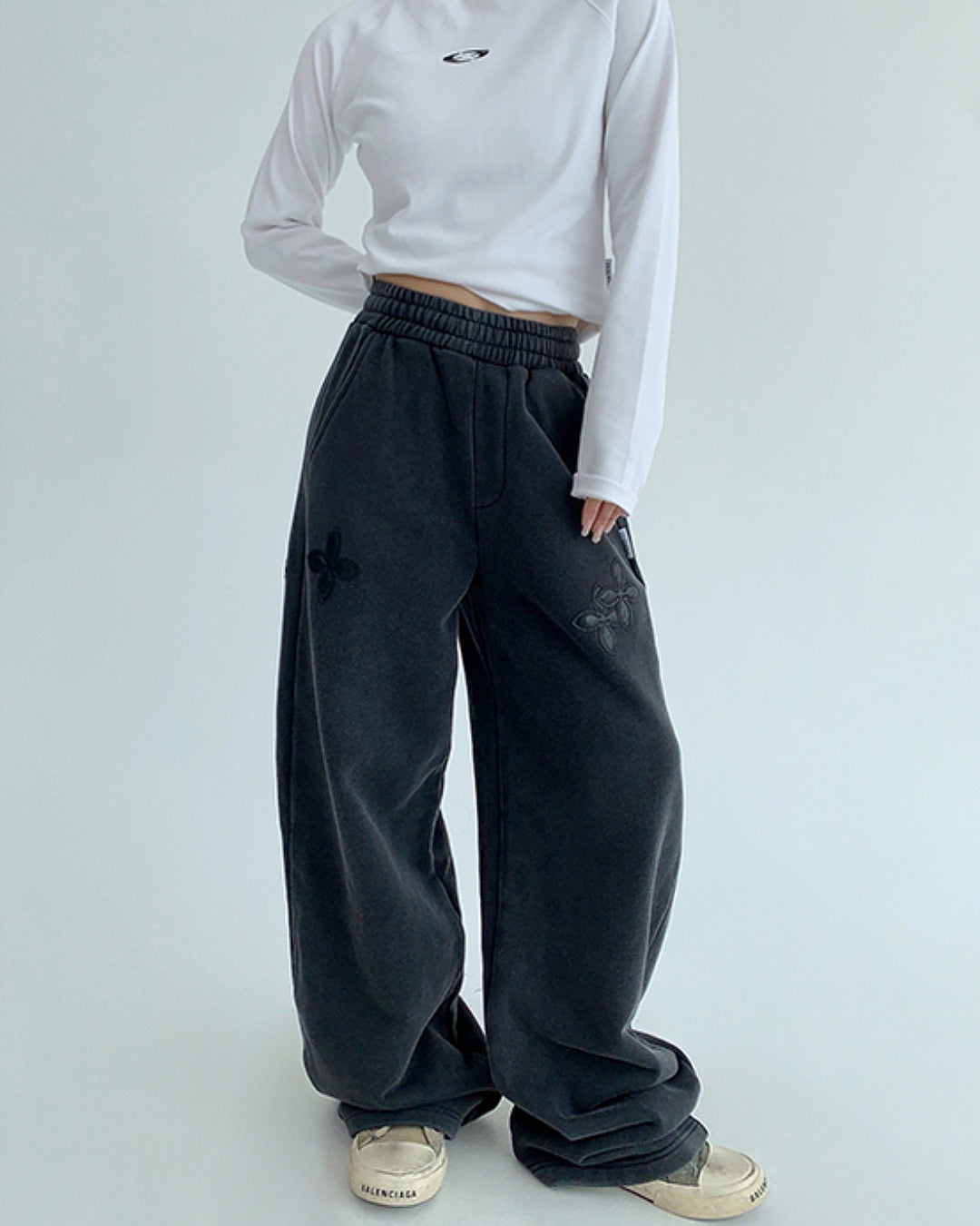 フラワーパッチワークイージーパンツ SL767