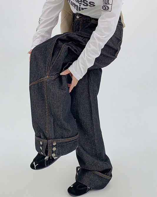 ボタンヘムデニムパンツ SL769