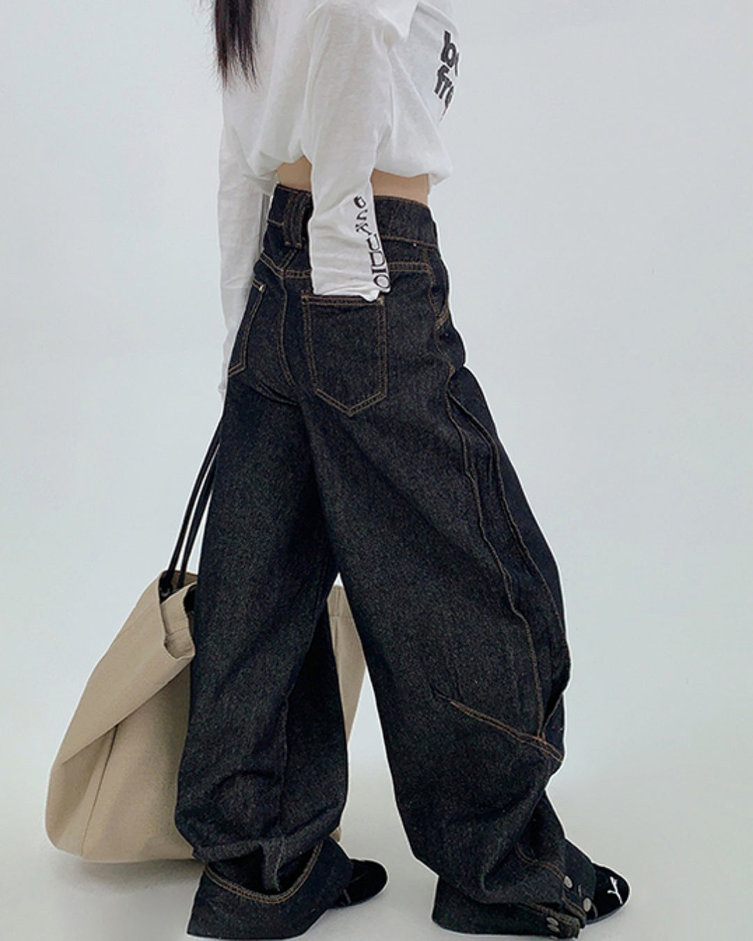 ボタンヘムデニムパンツ SL769