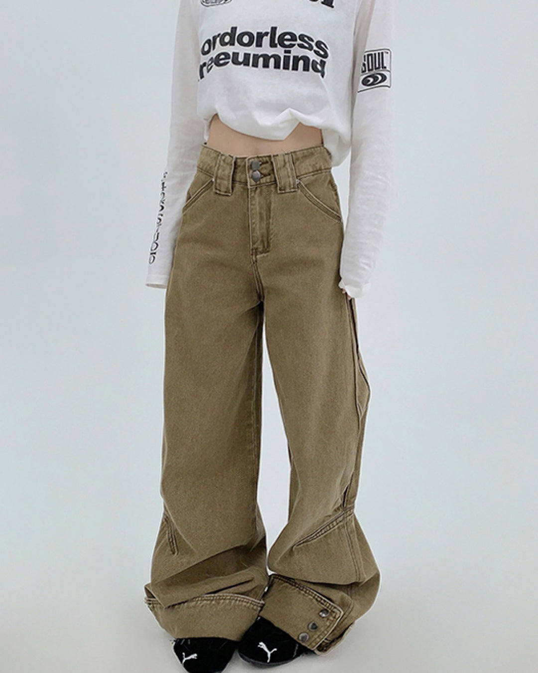 ボタンヘムデニムパンツ SL769