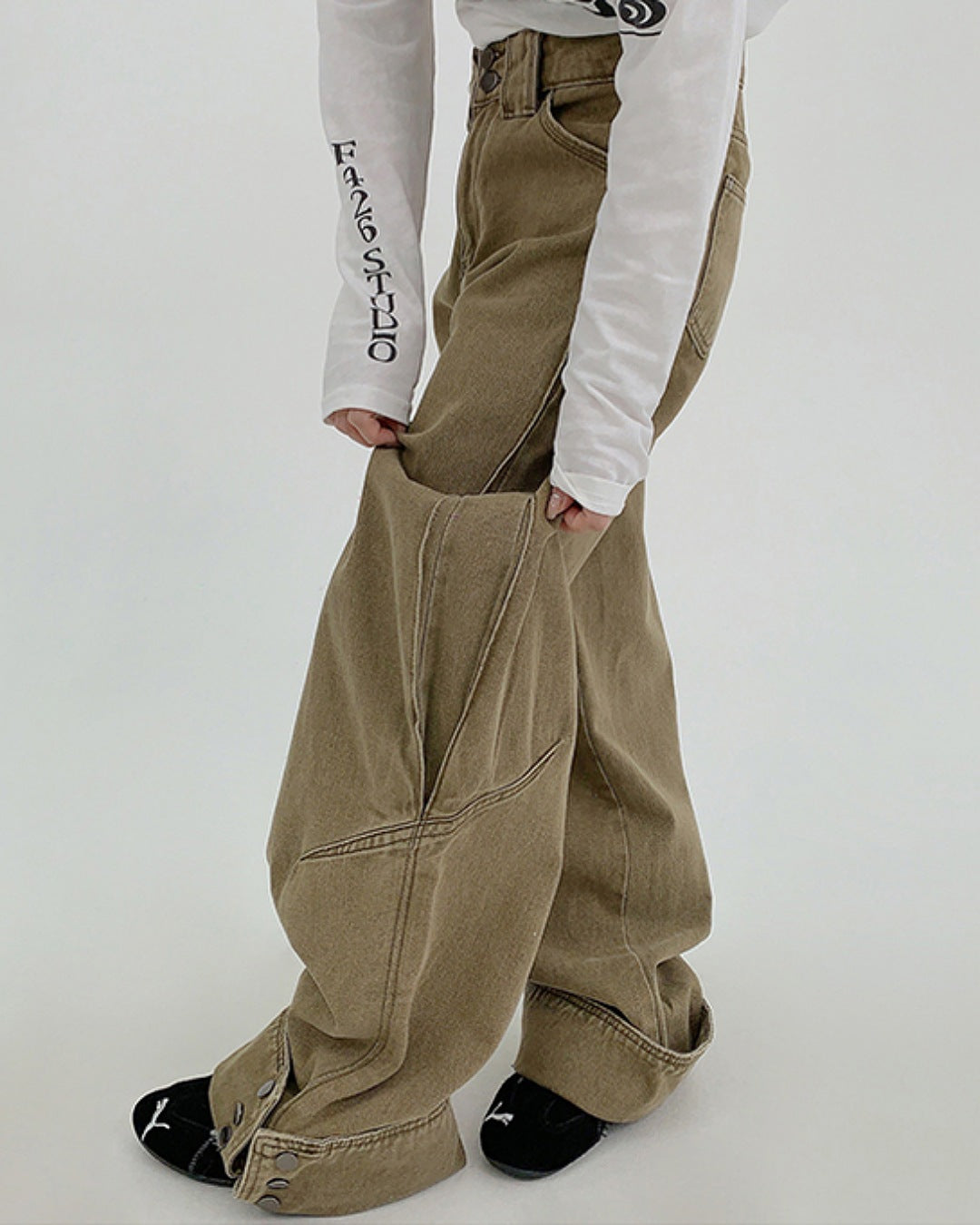 ボタンヘムデニムパンツ SL769