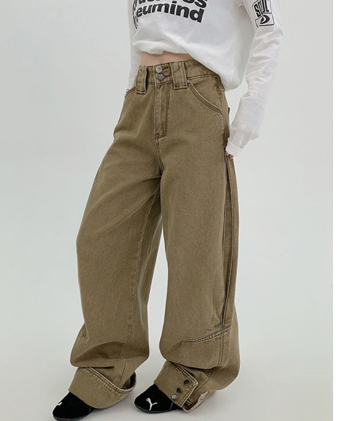 ボタンヘムデニムパンツ SL769