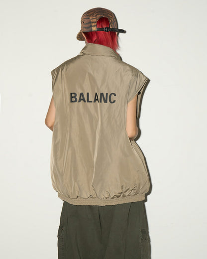 スタンドカラーバックプリントベスト SL773