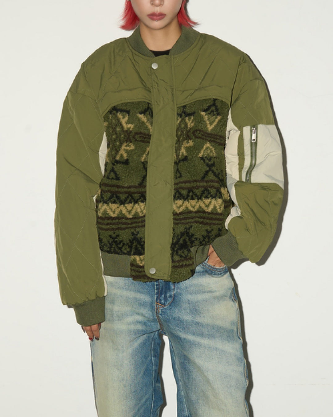 ネイティブ柄異素材ブルゾン SL774