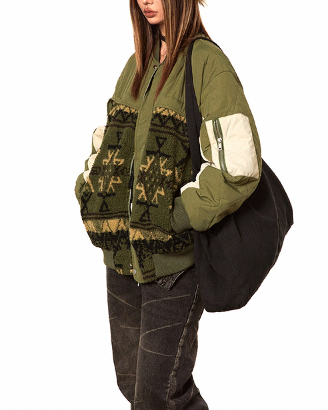 ネイティブ柄異素材ブルゾン SL774