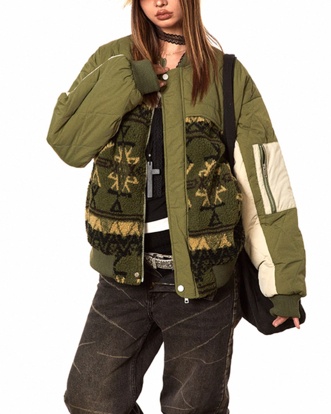 ネイティブ柄異素材ブルゾン SL774