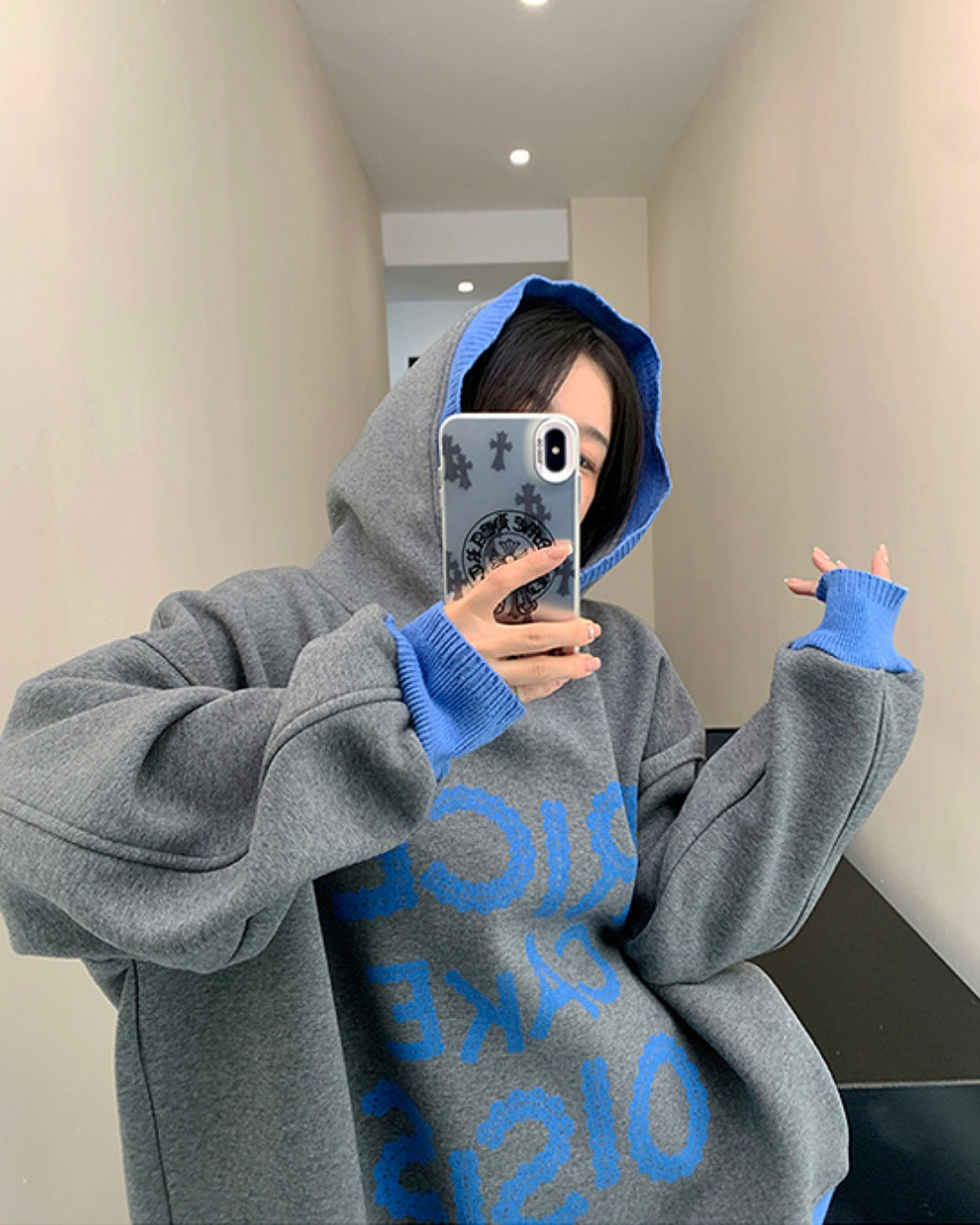 カラーブロックロゴフーディ SL781