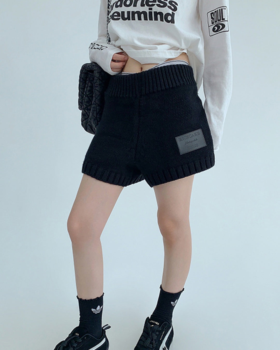 パッチタグニットショートパンツ SL783