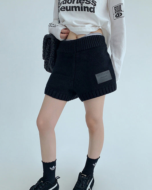 パッチタグニットショートパンツ SL783