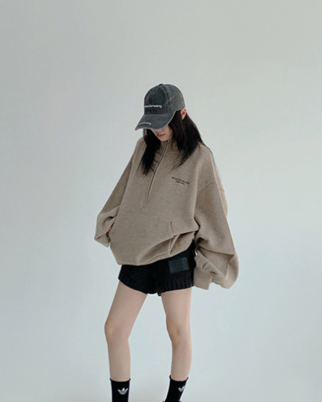 ボリュームスリーブハーフジッププルオーバー SL785