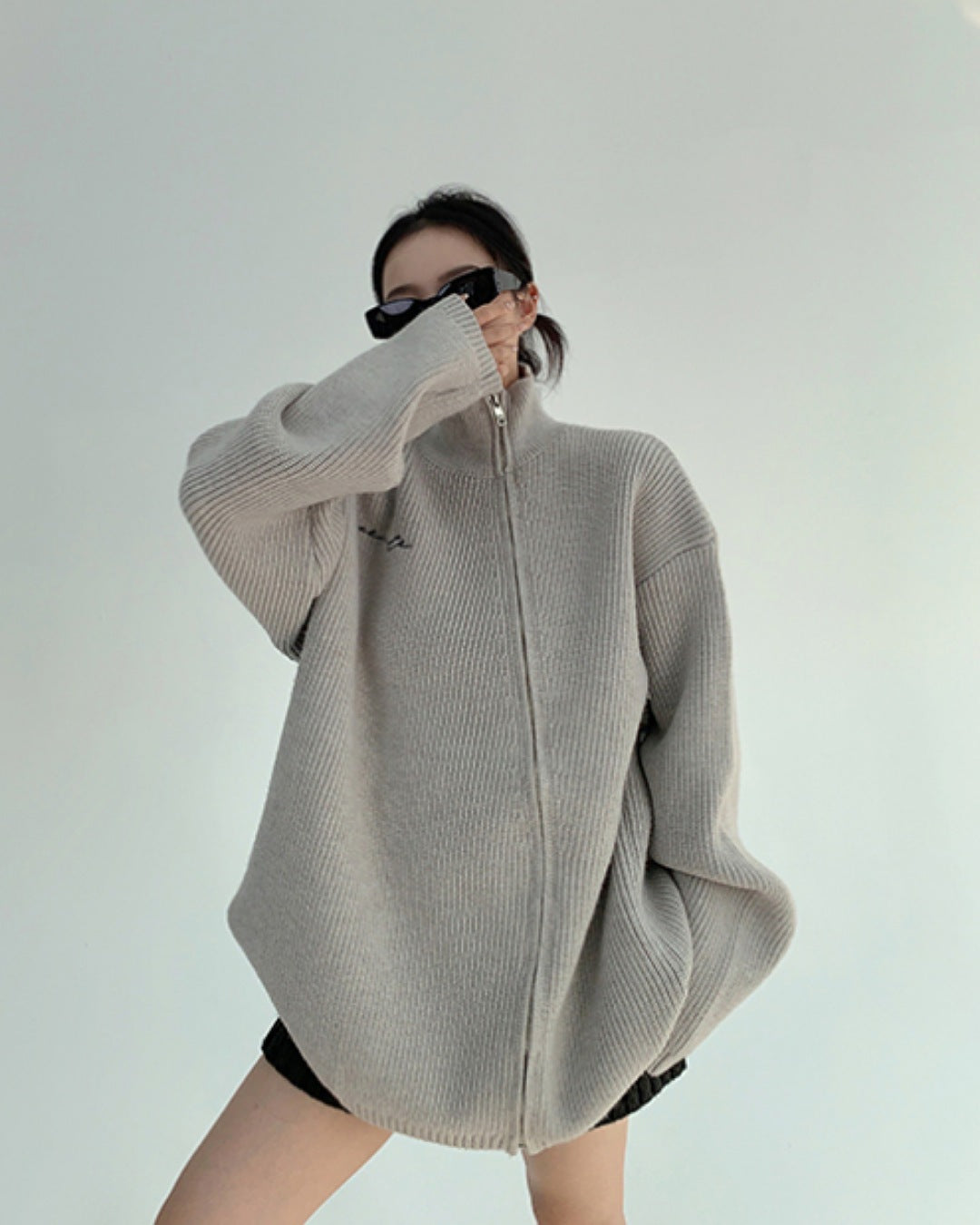 アシンメトリージップアップカーディガン SL786