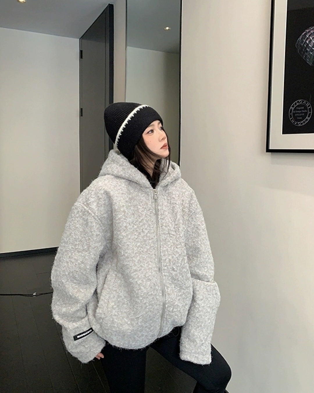 ショートボアジップアップコート SL828